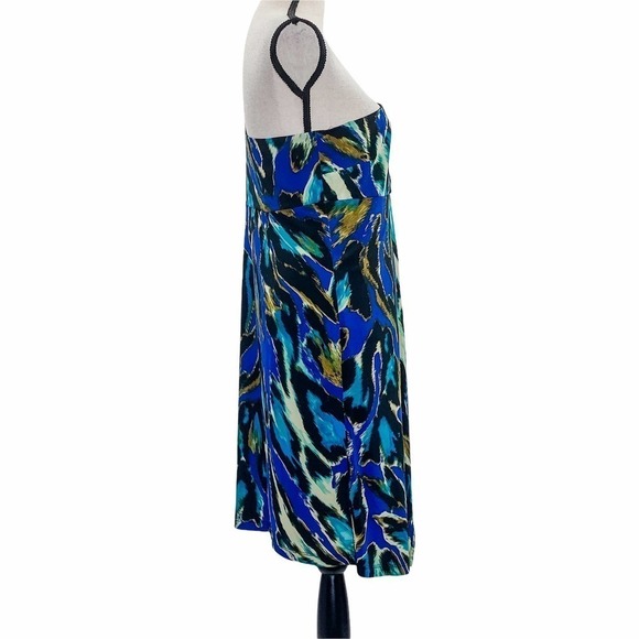 Abs Silver Label One Shoulder Multicolored Aztec Print Mini Sheath Dress - Picture 4 of 12